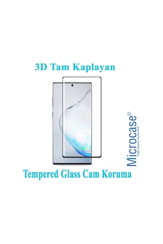 Samsung Uyumlu Galaxy Note 10 Plus 3D Curved Tam Kaplayan Cam Siyah