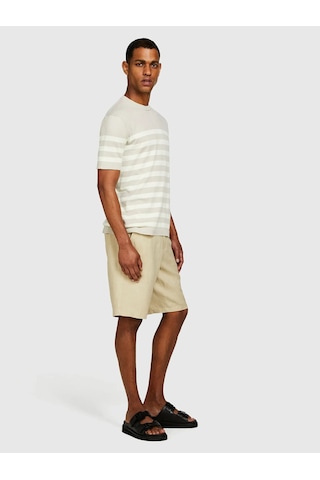 Sisley %100 Keten Slim Fit Bermuda Şort Erkek Bej Şort - 325p4aghs9010