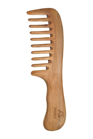 Moveevo Anself Doğal Yeşil Sandal Ağacı Tarak Sağlık Masajı Kuaförlük Geniş Dişli Ahşap Tarak