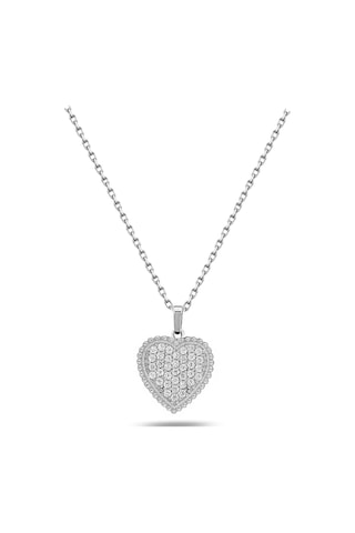 Brezza Lusso Jewelry Timeless Series Zirkon Taşlı Gümüş Sonsuz Kalp Aşk Kolyesi Gümüş