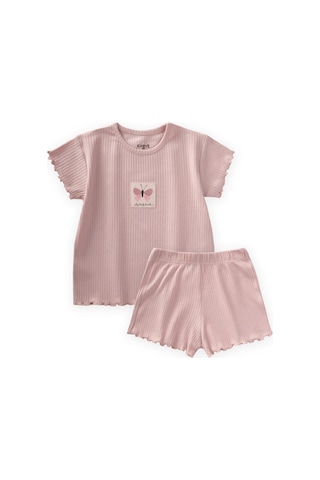 Cigit Fitilli Şortlu Takım 1-7 Yaş Pudra Pembe Pudra Pembe