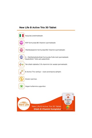 New Life B Active Trio 30 Tablet 2 Adet