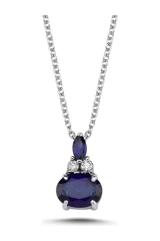 1,88 Karat Pırlantalı Safir Kolye