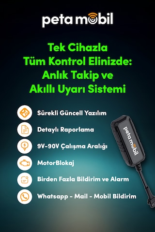 Pt-190 Data Hatlı Gps Takip Cihazı 12 Ay Server Dahil, Motor Bl
