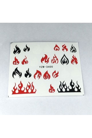 Alev Alevli Ateş Tırnak Vinil Sticker Çoklu Süsleme Çok Renkli Dövme 6x5.5cm