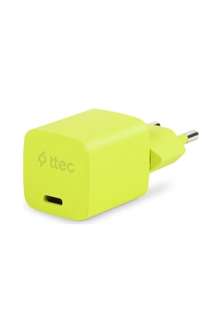 Smartcharger Gan 20w Pd Seyahat Hızlı Şarj Aleti + Usb-c - Usb-c 3a Kablo Neon Neon Sarı