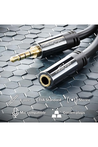 Lexroo Kırılmaz Metal Gövdeli Kulaklık 3,5mm Uzatma Kablosu 2m Standart