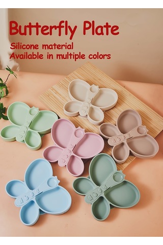 Besleme Tepsisi, Kelebek Tepsi Ve Kaşık, Kendi Kendine Beslenmeye Uygun, Vantuzlu Tasarıma Sahip