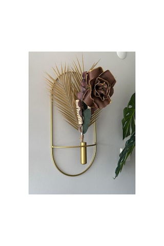 MetaQuartz Aksesuar 2'li Kare Gold Metal Çiçeklik , Modern Dekoratif Metal Çiçeklik