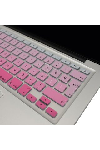 Apple Uyumlu MacBook Air Pro Klavye Koruyucu Türkçe Q Gradient Eski Usb Li Model 2008/2017 Yılı İle Pembe