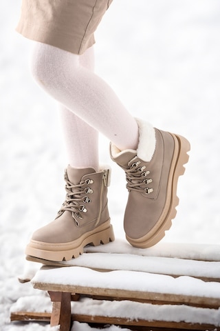 Kiko Kids 500 Günlük Fermuarlı Kız Çocuk Bot Ayakkabı Koyu Gri 001