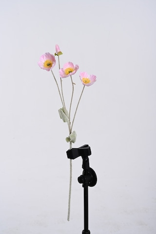 Pembe Yapay Gelincik Çiçeği 4 Dallı Lüx İpeksi Dokulu 60 Cm