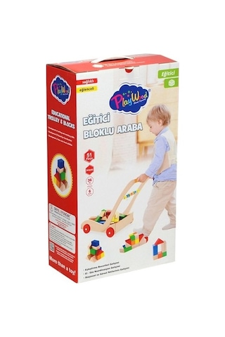 Playwood Ahşap Eğitici Bloklu Araba
