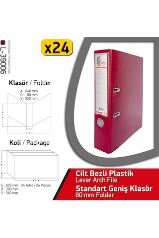 Laçin Klasör Bordo Geniş 24 Adet 1 Koli