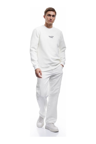 Koton Uzun Kollu Bisiklet Yaka Dokulu Beyaz Erkek Sweatshirt 6wam70075mk Beyaz
