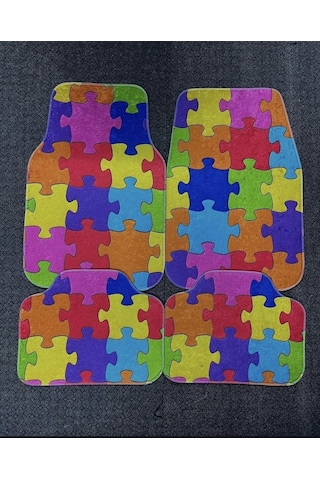 Lego Puzzle Desen Kaymaz Taban Dekoratif Oto Halı Paspas Üniversal Yıkanabilir Kancalı Kumaş Anahta