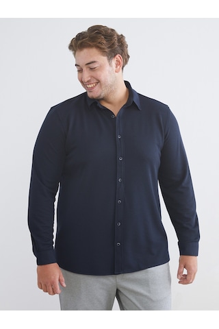Lcw Vision Lacivert Büyük Beden Slim Fit Uzun Kollu Erkek Gömlek