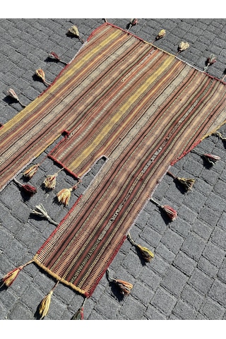 El Dokuması Kilim Kapılık 90 x 110 Yün Eski Özbek Tekkesi Kapılığı