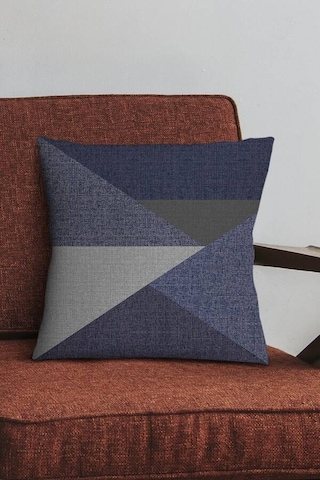 Lacivert Geometrik Desenli Çift Taraf Kırlent Kılıfı Krl1127n11