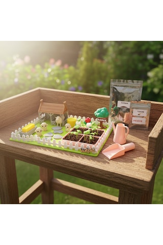 Kutpia Mini Bahçe Çocuk Oyun Ve Eğitim Seti 25x19cm - Sevimli Koyunlar Pembe