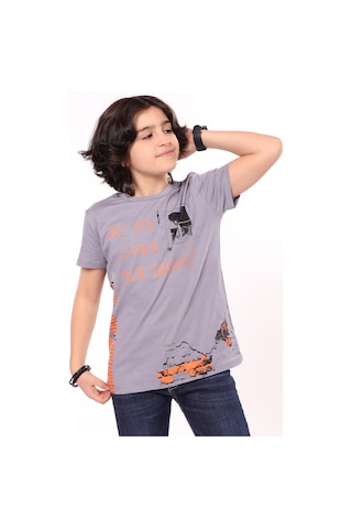 Toontoy Kids Toontoy Erkek Çocuk Baskılı Tişört Gri