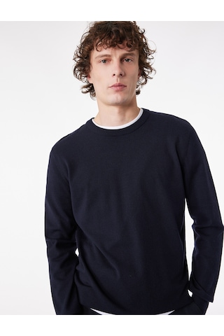 Koton Regular Fit Uzun Kollu Bisiklet Yaka Basic Triko Kazak Lacivert 6sam70009ht