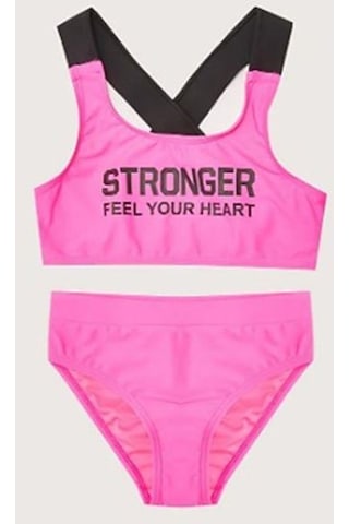 Deep Beach Yazı Baskılı Kız Çocuk Bikini Takım Db200773bt 001