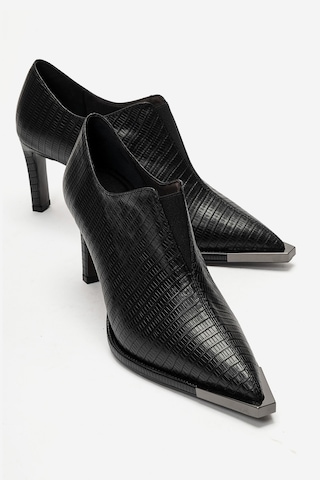 Luvi Shoes Vıvana Siyah Çizgili Kadın Topuklu Ayakkabı