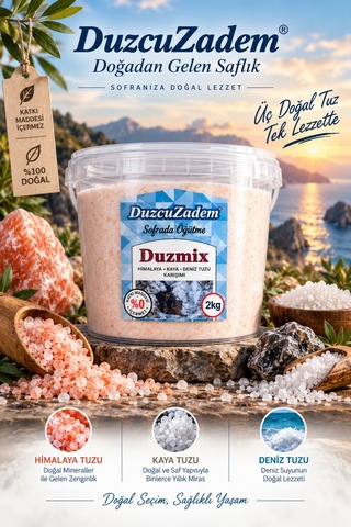 Duzmix 2000 Gr Kova Himalaya,kaya Tuzu Ve Deniz Tuzu Extra Mineralli Tuz