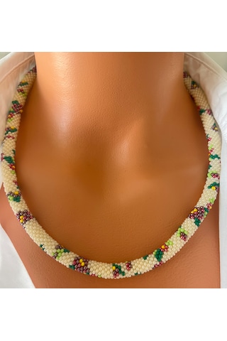 Chichibeads Günlük Şıklık El Yapımı Kolye Bileklik Set Beyaz - Yeşil