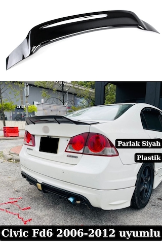Civic Fd6 Jdm Spoiler Parlak Siyah Fd6 Bagaj Üstü Spoyler