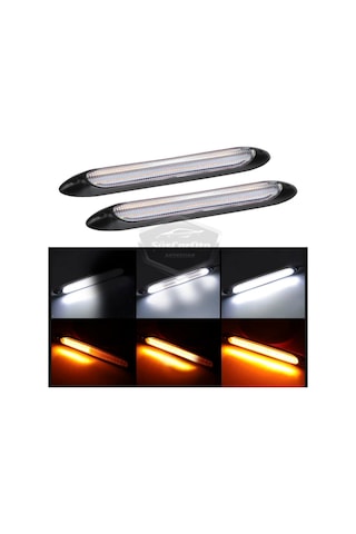 Selamlamalı Kayar Sinyalli Araba Gündüz Farı Esnek Gündüz Ledi Drl Led Lamba Güçlü Işık Açılış Animasyonlu 12v Su Geçirmez Sarı Beyaz 2 Adet 27.5 Cm