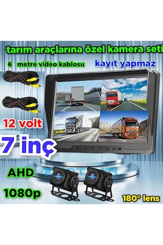 7 İnç Kayıtsız Monitör 2 Adet 180'' Geniş Açılı Ahd Kamera 12 V
