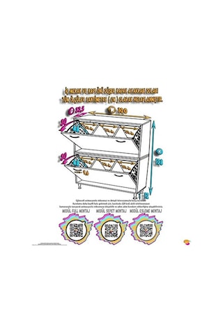 Eliusta Veluna 100 Cm Kirli Çamaşır Sepetli Dolap Banyo Dolabı Beyaz 100x138x32,5 Cm 6 Sepetli Dolap Beyaz