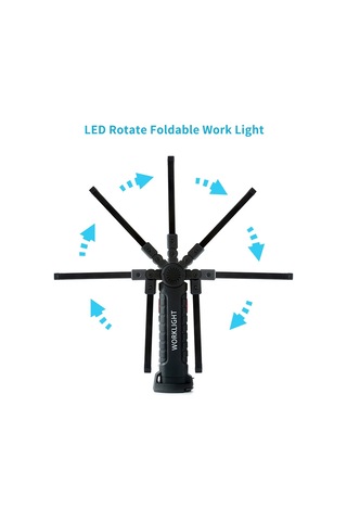 Neevoyu Usb Şarjlı Katlanabilir Döner Led El Feneri - 5 Modlu, Manyetik Tabanlı, Kamp & Acil Durum Işığı Çok Renkli