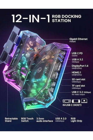 Jsaux Rgb Docking Station 12in1 Dönüştürücü
