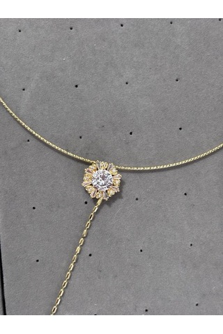 Choker Taşlı Y Kolye Gold Diğer