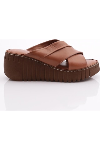 Dgn 252 Kadin Çift Şeritli Terlik 252-2498-R2605 Taba