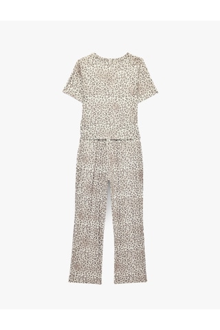 Koton Leopar Desenli Kısa Kollu Pijama Takımı Kahverengi Desenli 7wlk40297mk