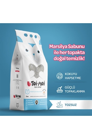 Toi Moi Marsilya Sabunlu İnce Taneli Topaklanan Bentonit Kedi Kumu 10 Lt