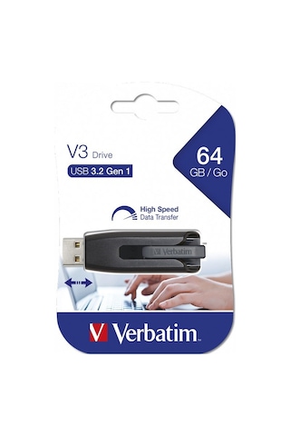 Verbatim 64 Gb Pinstripe Usb 3.2 Gen 1 Çek-it Kızak Özellikli Usb Flash Bellek