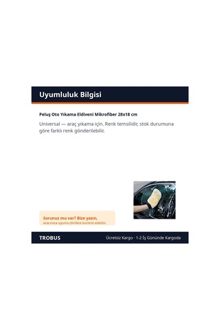 Trobus Peluş Oto Yıkama Eldiveni Mikrofiber 28x18 Cm