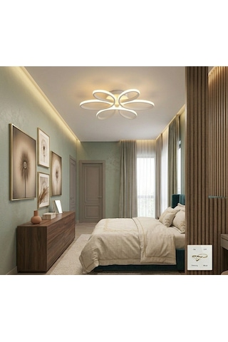 Lzy Avize Store Yonca 6 Lı Beyaz Plafonyer 3 Renk Kumandalı Salon, Mutfak, Çocuk Odası İçin Modern Led