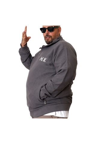Mode Xl Büyük Beden Erkek Hırka Neverregret U25814 Füme
