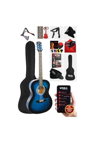 Midex Rg-550bl Pack Kaliteli Kesik Kasa Mavi 40 İnç Akustik Gitar Seti 4/4 Yetişkin