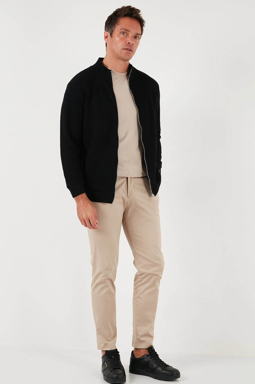 Buratti Pamuklu Relaxed Fit Dik Yaka Fermuarlı Erkek Hırka 5901075 Siyah