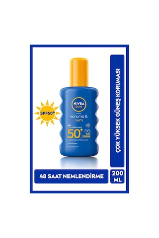 NIVEA Sun  Güneş Koruyucu Nemlendirici Vücut Spreyi SPF50 200 ML + Karoten Doğal Bronzlaştırıcı Sprey 200 ML