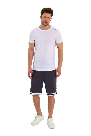 Adams Erkek Polyester Beyaz Şeritli Basketbol Şort 001