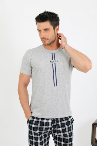 Akbeniz Erkek Pamuk Kısa Kol Pijama Takım Gri 6875 Gri