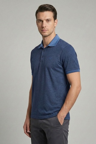 Sabri Özel Erkek Lacivert Normal Kesim Regular Fit Pamuklu Örme Polo Yaka Tişört